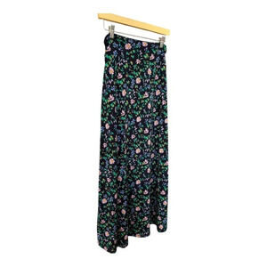 GILLI Women's Delina Knit Botanical Floral Maxi Skirt Ruched Sides Size Medium